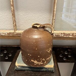 Antique stoneware jug  brown glazed